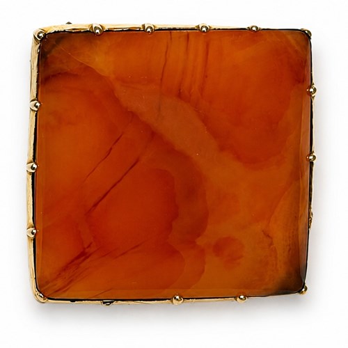 Antique Georgian Scottish Carnelian Agate Brooch In 9Ct Gold 