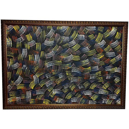 Huge Abstract Painting Jean Hudson Nampijinpa – Fire Dreaming (2005)