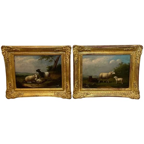 Pair 19Th Century Animal Oil Paintings By Franz Van Severdonck