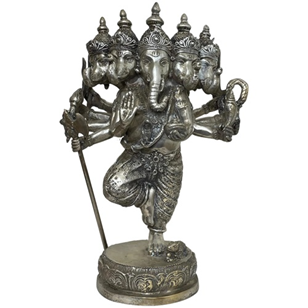 Hindu India Silvered Bronze Ganesha...