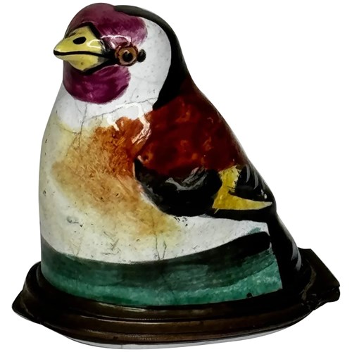 Georgian Goldfinch Enamel Bonbonnière Snuff Box 