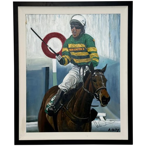 Oil Painting Grand National Winner No 6 Don't Push It 2010 Jockey A P Mccoy Up