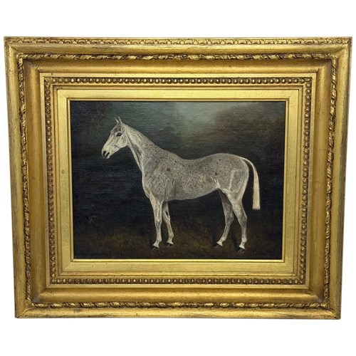 Grey Horse Mare Grisette Oil Painting Signed & Framed