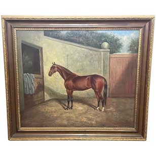Equestrian Oil Painting Race Horse ...