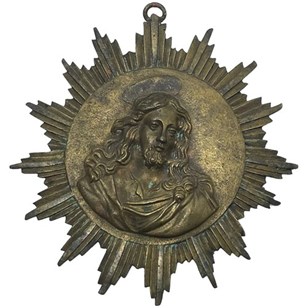 French Ecclesiastical Brass Plaque ...