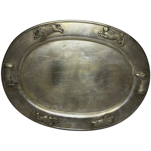 Victorian Danish Silver Plate Hunting Salver – In The Manner Of Cohr