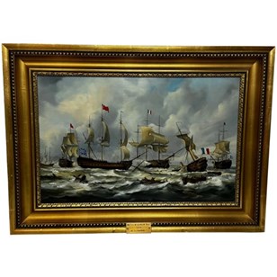 Oil Painting Naval Battle Quiberon ...