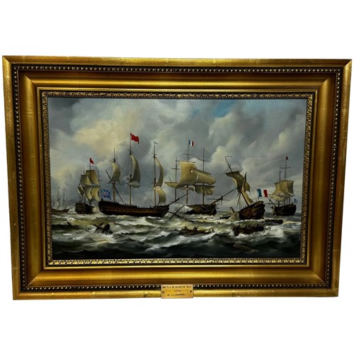 Oil Painting Naval Battle Quiberon Bay 1759 By John Lewis Chapman