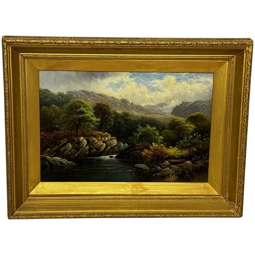 19Th Century Oil Painting North Wales On The Conway River By Thomas Spinks 