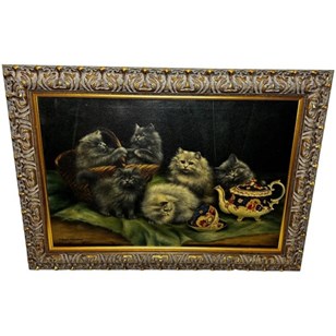 Painting Group 6 Persian Kittens Te...