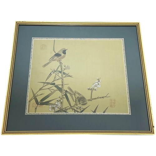 Chinese Painting Wild Birds Plum Blossom Eyes After Zhao Ji (趙佶, 1082–1135)