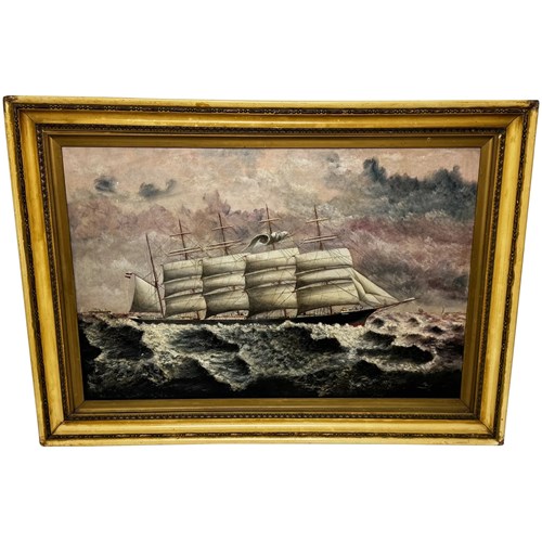 Oil Painting 5 Masted Sailing Ship Potosi Navigating Drakes Passage