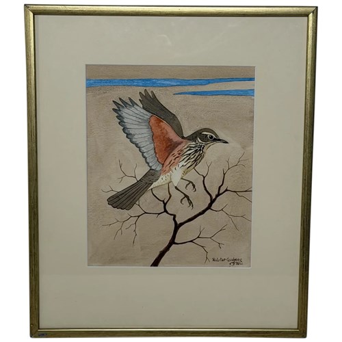 Original Ralston Gudgeon RSW Watercolour Of A Redwing In Flight | Scottish Wildl