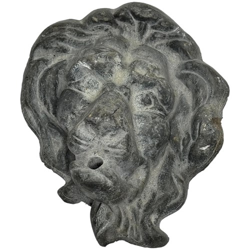 19Th-Century Garden Lead Fountain Lion Crown