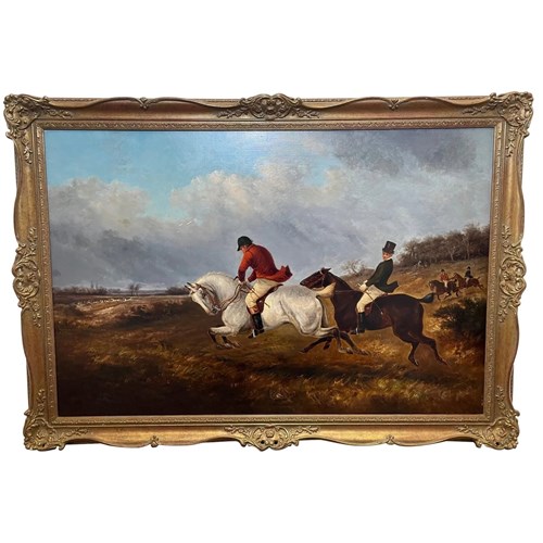 Victorian Fox Hunt Sporting Oil By Thomas Smyth Grey & Chestnut Charge