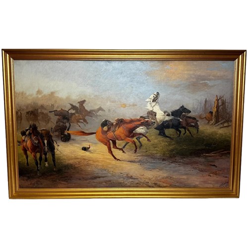 Masterpiece Paintimg Great Retreat WW1 Runaway Horses By Edith Alice Simkins 