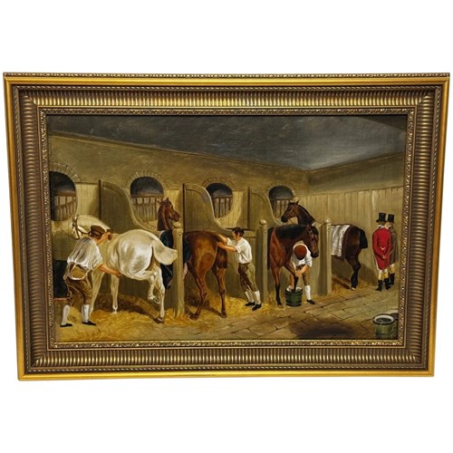 The Hunting Stud Equestrian Oil Painting After J. F. Herring Senior Circa 1900