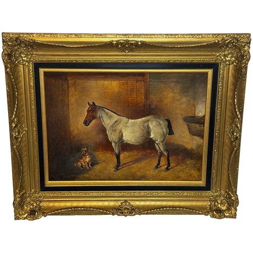 Painting Strawberry Grey Roan Hunter Horse & Terrier Circle John Sargent Noble