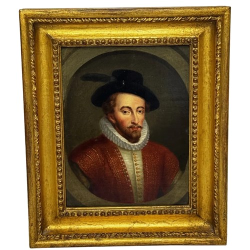 18Th Century Oil Portrait Walter Raleigh 