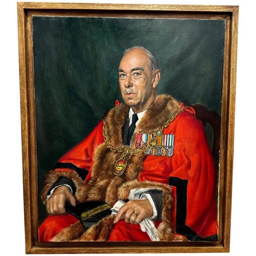 Bernard Hailstone 1957 Oil Portrait Frederick Leslie Wallis OBE Mayor Maidstone