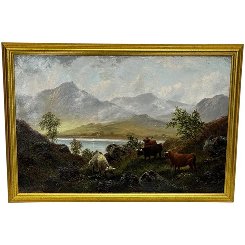 Painting Ben Nevis In Mist Longhorn Cattle Loch Linnhe By Tom Seymour C1880