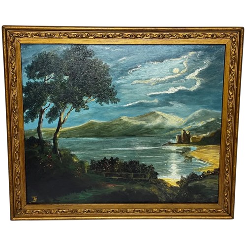Nocturnal Oil Painting Urquhart Castle Loch Ness