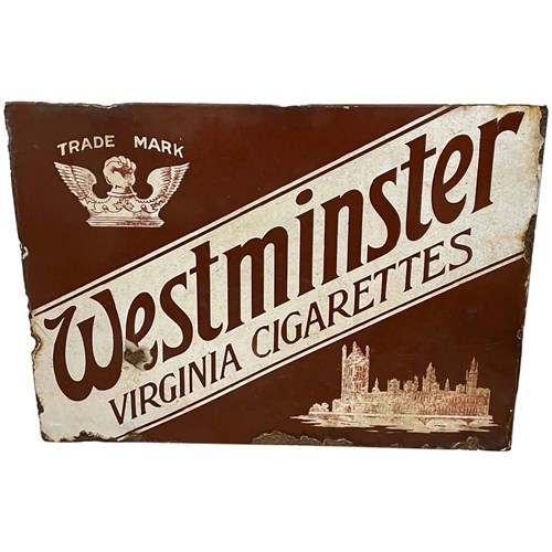 Antique Enamel Westminster Virginia Cigarettes Wall Sign