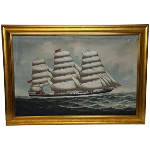 Victorian Oil Painting Wiscombe Park Ship Enroute To Australia John Blumer & Co