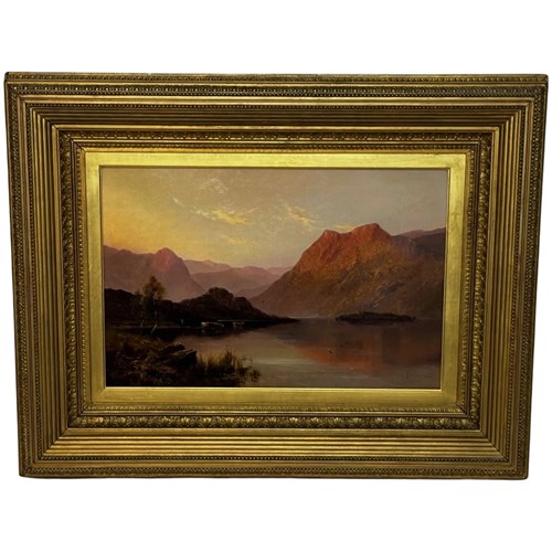 Oil Landscape Lake Windermere Evening Light By Alfred Fontville De Breanski Jr