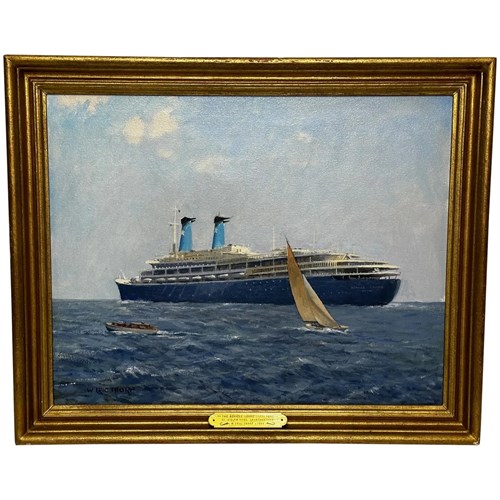 Oil Painting MS Achille Lauro Ship By William Eric Thorp