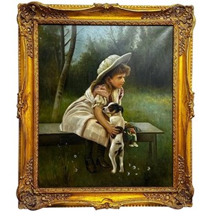 Oil Painting Portrait Young Girl Wi...