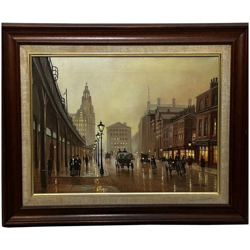 Oil Painting Cityscape Liverpool The Strand 1911 By Steven Scholes