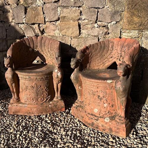 Italian Terracotta Throne Chairs