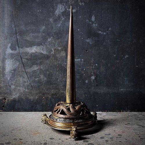 Rare Gilt Copper Pricket Candlestick 13Th C. Limoges - Nicolas Landau Collection