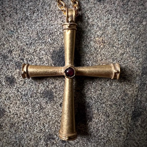 Byzantine Gold Cross With Garnet Pendant 600 A.D. 