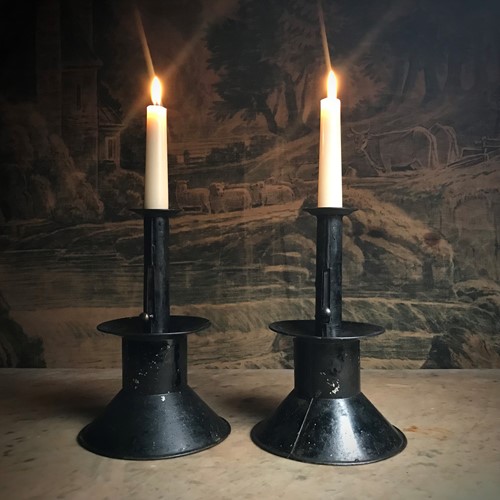 Rare Pair of Toleware Candlesticks c.1820