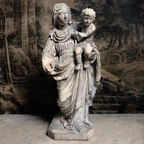 Limestone Virgin and Child c.1640-1660