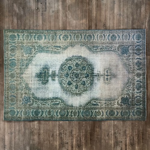 Antique Artisan Re-worked Turkish Carpet Turquoise