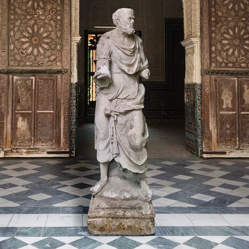 Renaissance French Limestone Statue Of Aristotle 
