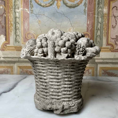 English Marble Basket Of Fruits C.1750