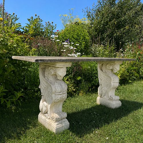 Carrara Marble Console Table With Renaissance-Style Griffin Supports