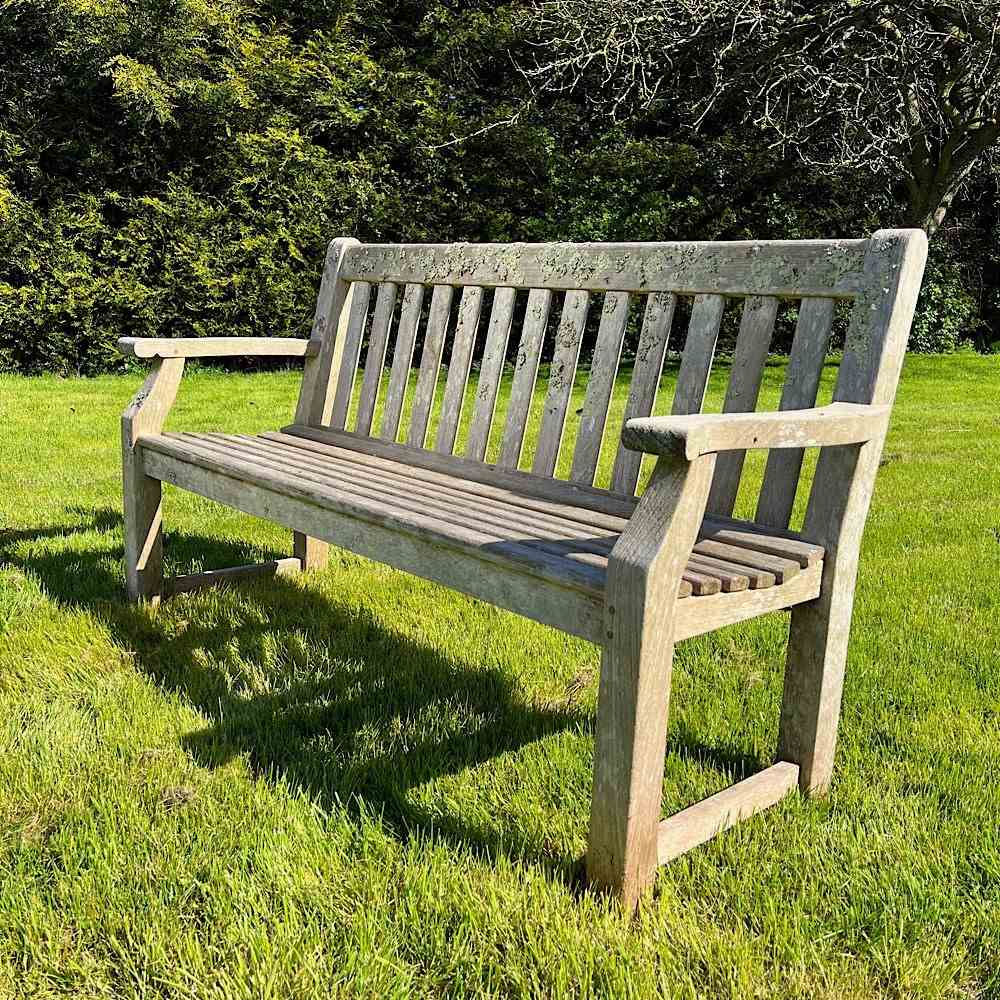 Weathered Teak Bench With Lichens From Crowe Hall, Bath - Decorative ...