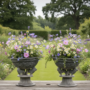 Pair Of Georgian Lead Urns With Lio...