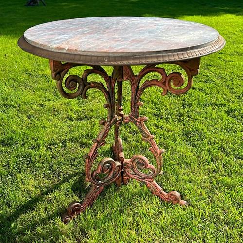 French Cafe/Occasional Table With Portasanta Breccia Marble Top