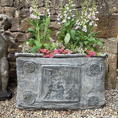 Rare Queen Anne Lead Cistern With Cherubs D.1711