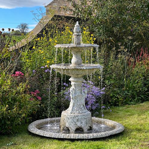 Late 19Th Century American Zinc Garden Fountain, Attributed To J. W. Fiske, New 