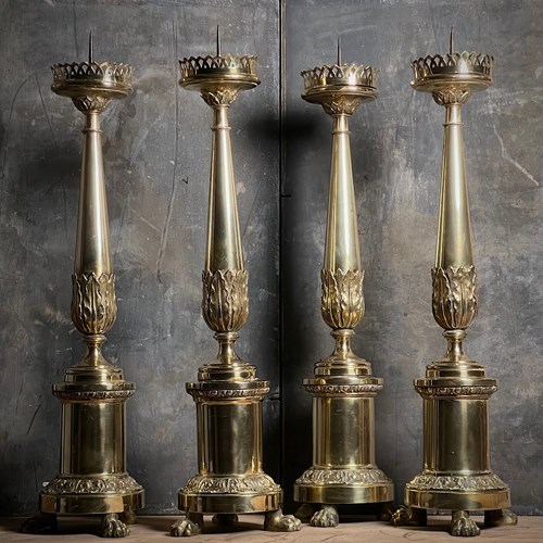 Set Of Four Large Ecclesiastical Brass C.1850