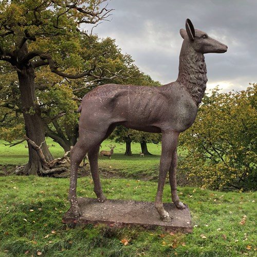 Cast Iron Red Doe Deer By The Robert Wood Foundry C.1860