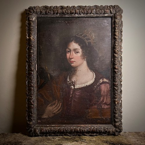 Italian Oil Painting Of A Noblewoman C.18Th Century