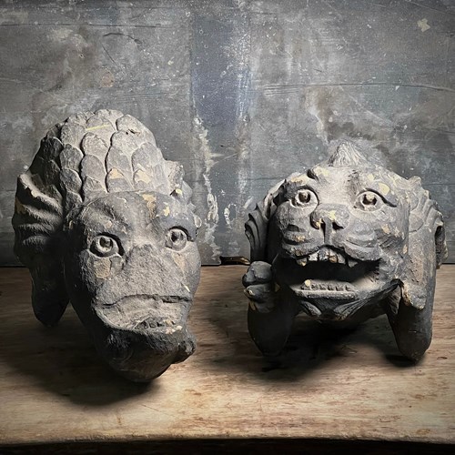 Large Pair Of Gothic Revival Gargoyles